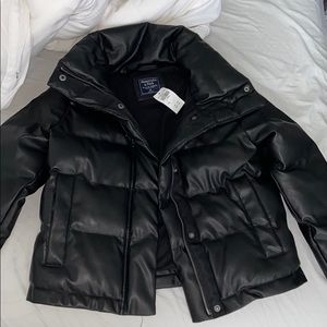 Abercrombie leather mini puffer NWT